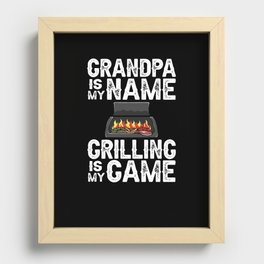 Grandpa Grilling BBQ Grill Smoker Master Recessed Framed Print
