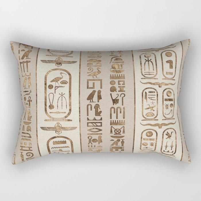 Egyptian hieroglyphs Pastel Gold Rectangular Pillow