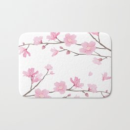 Square- Cherry Blossom - Transparent Background Bath Mat