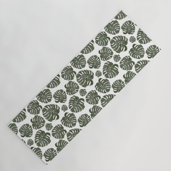 Watercolor Monstera Leaf all over Pattern Yoga Mat