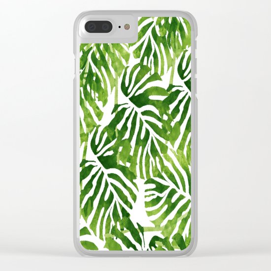 Tropical Leaves - Green Clear iPhone Case