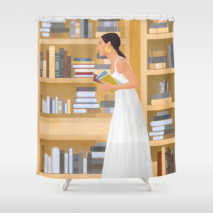 Chosing Books Shower Curtain