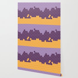 Honeycomb Purple Violet Yellow Hive Wallpaper