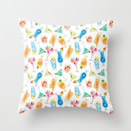 Colorful cocktails (white background)  Throw Pillow