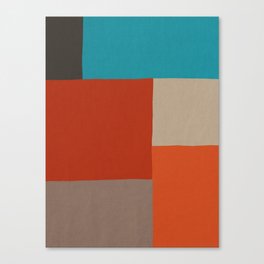 Colorful Patchwork Red Orange Turquoise Beige Canvas Print