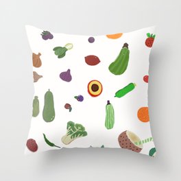 Various Fruits and Vegetables in Spring and Summer Throw Pillow