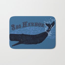 Sag Harbor Whale Bath Mat | Sagharbor, Vintage, Whale, Illustration, Graphic Design, Painting, Etching, Typography 