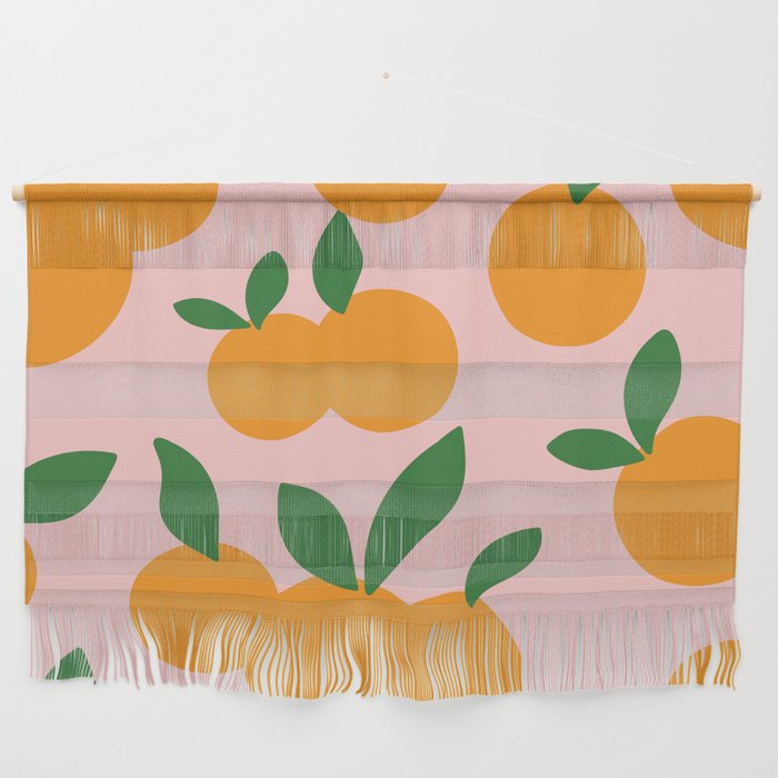 Oranges on Pale Pink Pattern Wall Hanging