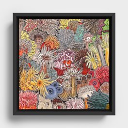 Clown fish and Sea anemones Framed Canvas