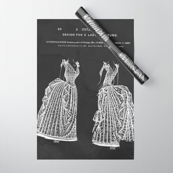 1887 Lady's Dress Patent Print Wrapping Paper