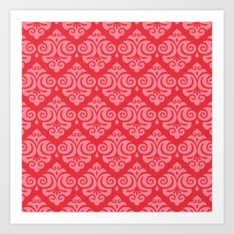 Victorian Gothic Pattern 526 Red and Pink Art Print