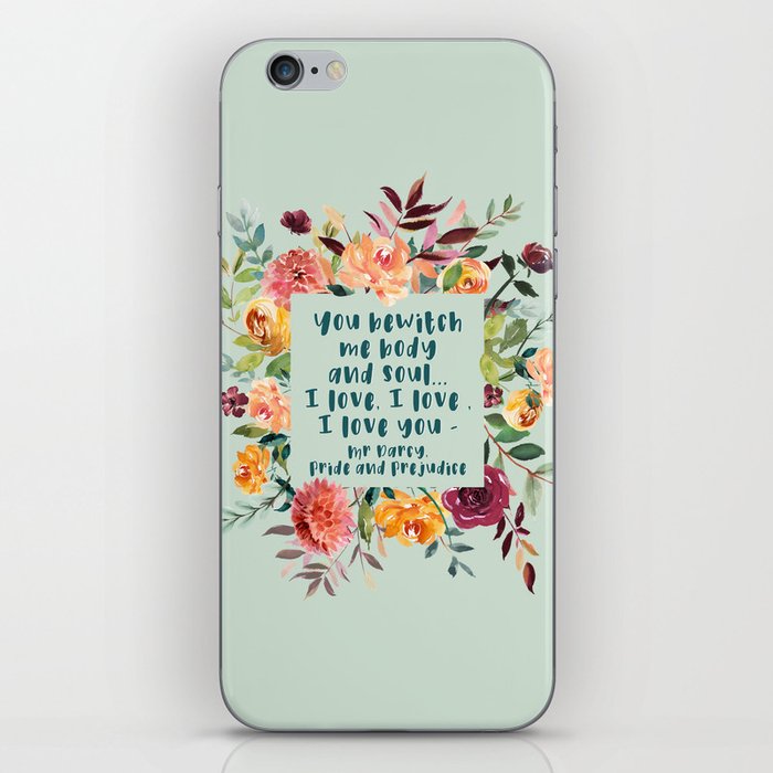 Pride and prejudice, you bewitch me florals iPhone Skin