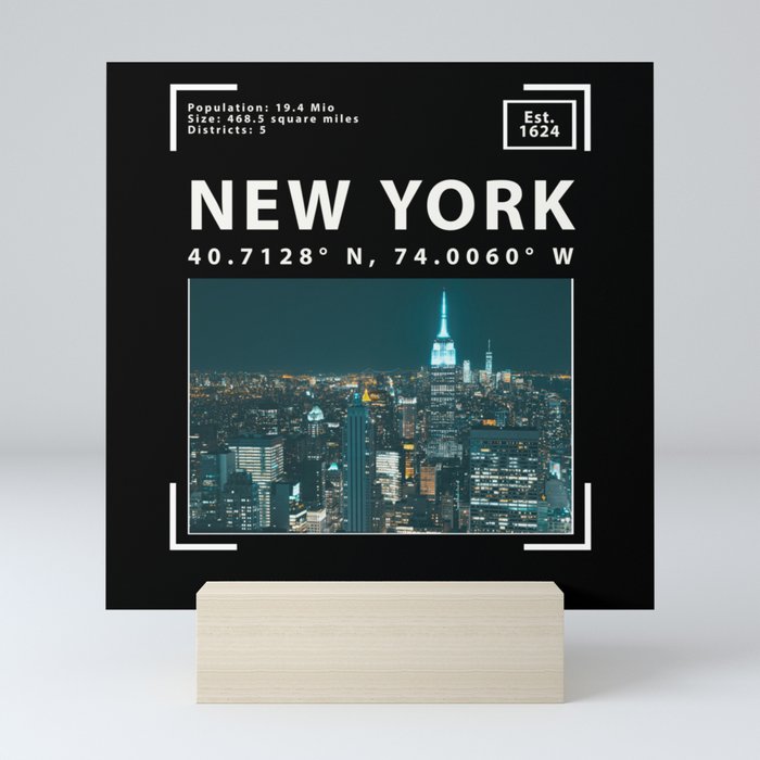 New York City, Skyline and Facts Mini Art Print