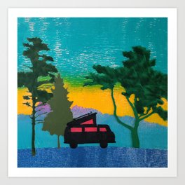 Forest Vanagon - Summer Vibes Series Art Print