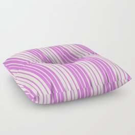 [ Thumbnail: Orchid & Beige Colored Lined/Striped Pattern Floor Pillow ]