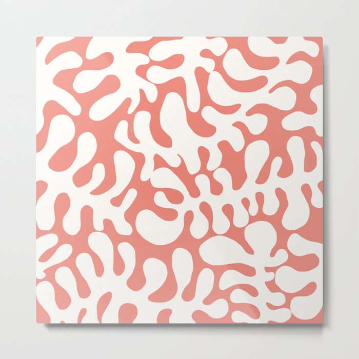 White Matisse cut outs seaweed pattern 13 Metal Print