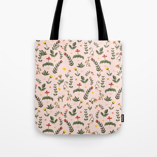 Bright Pink Floral Garden Tote Bag