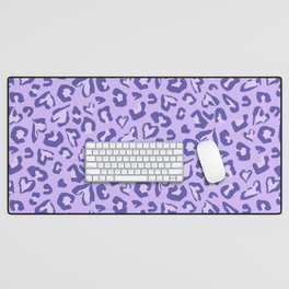 Lavender Very Peri Valentines Hearts Cheetah Spots Wild Animal Print Home Trend Desk Mat