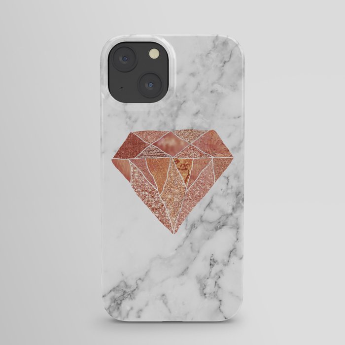 Rose gold diamond on marble iPhone Case