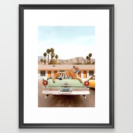Tiger Motel Framed Art Print | Curated, Photo, Surreal, Palmtrees, Tigerking, Tigre, Bigcat, Vintage, Palmsprings, Midcenturymodern 