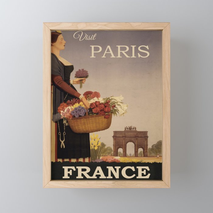 Vintage Paris Flower Girl  Framed Mini Art Print