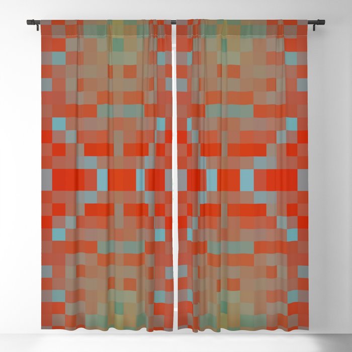 geometric symmetry art pixel square pattern abstract background in red blue Blackout Curtain