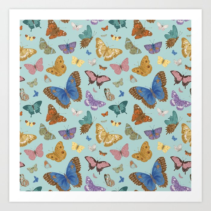 A Flutter Of Butterflies Pastel Botanical Art Print