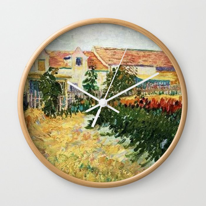 House with sunflowers by Vincent van Gogh Wall Clock