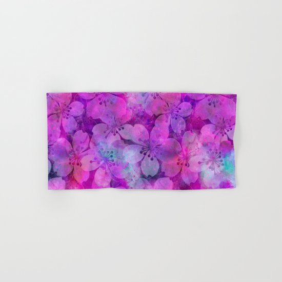Fancy Floral watercolor pattern pink Hand & Bath Towel