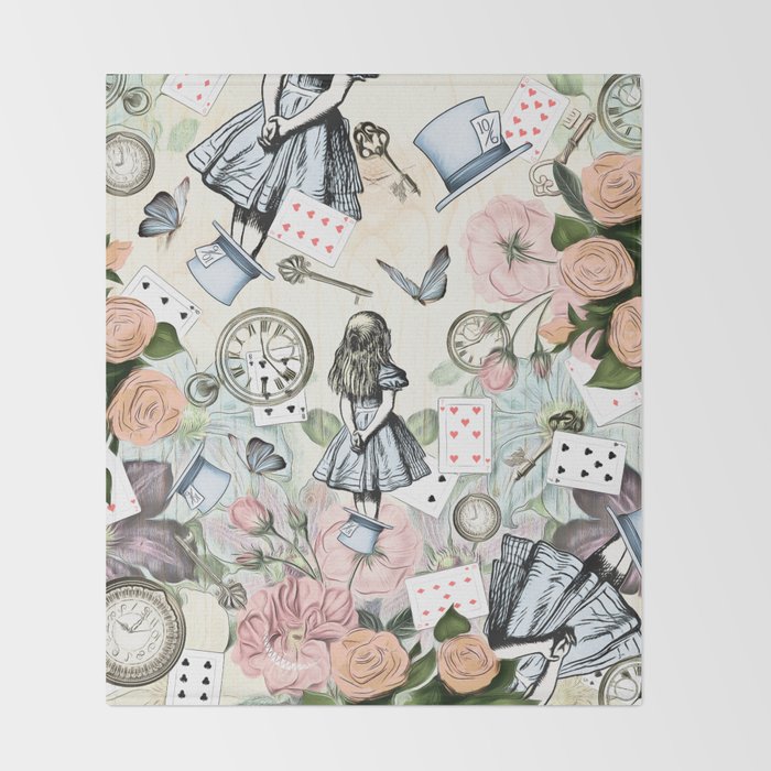 Alice In Wonderland Collage II Throw Blanket