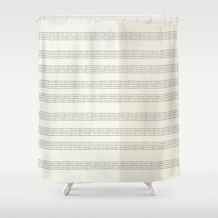 Minimal Abstract Lines On Neutral Watercolor Shower Curtain
