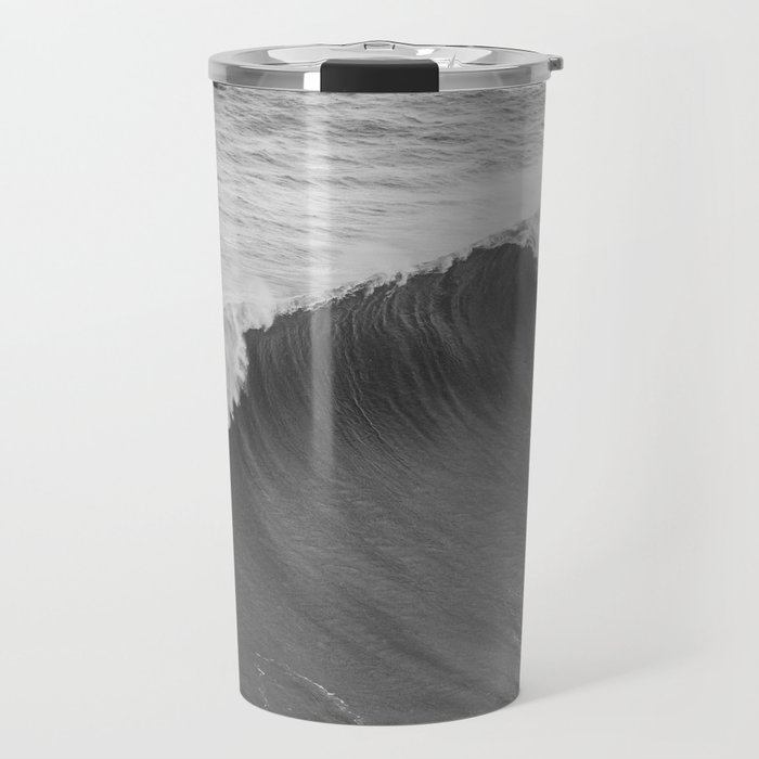 The Wave in Black and White | Atlantic Ocean Water in Nazaré Art Print | Portugal Travel Photography Travel Mug