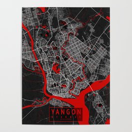Yangon City Map of Myanmar - Oriental Poster