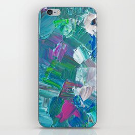 Abstract Blue Teal Brushstrokes Painting iPhone Skin