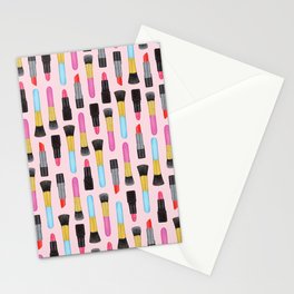 Make-up and Lipstick Watercolor pattern | Girly Pattern | Beauty pattern | Pink art | Lovely art Stationery Cards