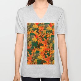 Falling Leaves Pattern for Autumn V Neck T Shirt