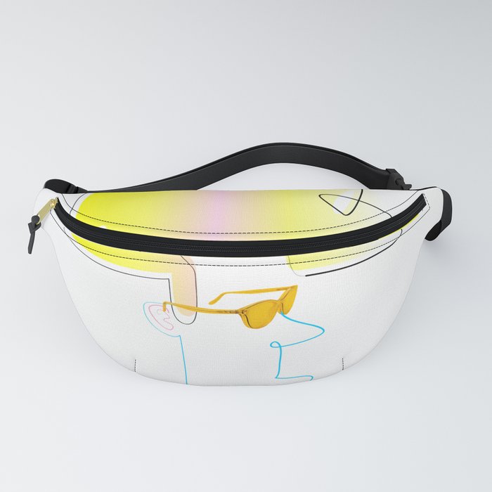 Unknown Man With Yellow Sunglasses and Funny Colorful Haircut Fanny Pack