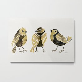 24-Karat Goldfinches Metal Print | Gnatcatcher, Yellow, Kingfisher, Animal, Warbler, Songbirds, Nature, Adorable, Feathers, Illustration 