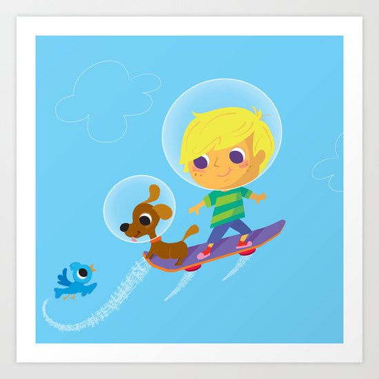 hover boarding future boy Art Print