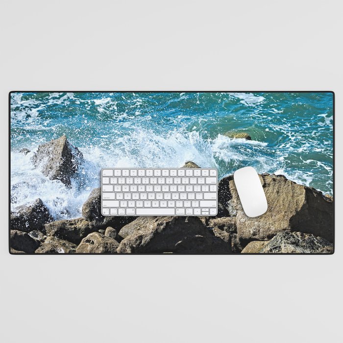 Rocky Seashore Wave Seascape Desk Mat