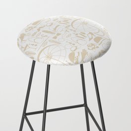 Beige Old-Fashioned 1920s Vintage Pattern on White Bar Stool