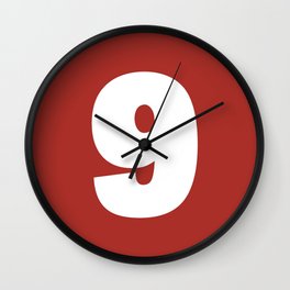 9 (White & Maroon Number) Wall Clock