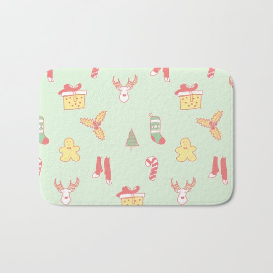 Pastel Bright Christmas Bath Mat