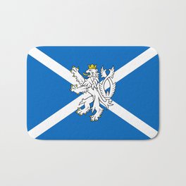Blue and White Scottish Flag with White Lion Bath Mat | Curated, Lion, Scotlandlion, Flag, Digital, Scottish, Scotlandflag, Unitedkingdom, Blueandwhite, Blue Whitecolors 