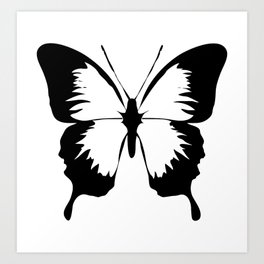 Butterfly, Black and White Butterfly. Art Print