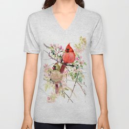 Cardinal Birds and Spring, cardinal bird design V Neck T Shirt