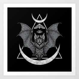 Occult Bat Kunstdrucke | Deniart, Dark, Occult, Geometric, Gothic, Bat, Curated, Drawing, Moth, Night 