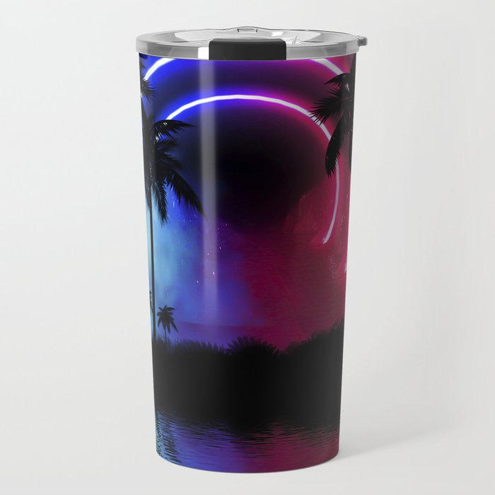 Neon landscape: Palms & Ark Travel Mug