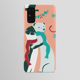 Weasel Hugs Christmas in salmon Android Case