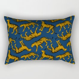 Tigers (Navy Blue and Marigold) Rectangular Pillow